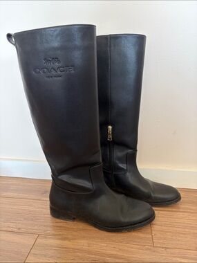Womens Size 8 Tall Black Leather Coach Marlin Boots